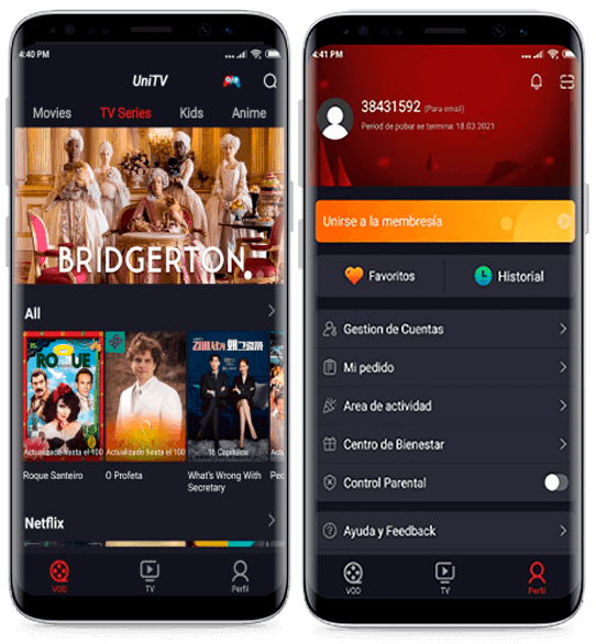 Interface em Celular e TV
